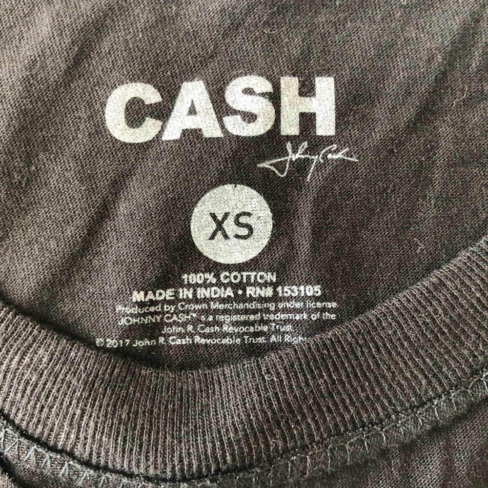 Johnny Cash Destroyed The Man In Black Graphic Print Band Choker Tee Size XS - Picture 6 of 7